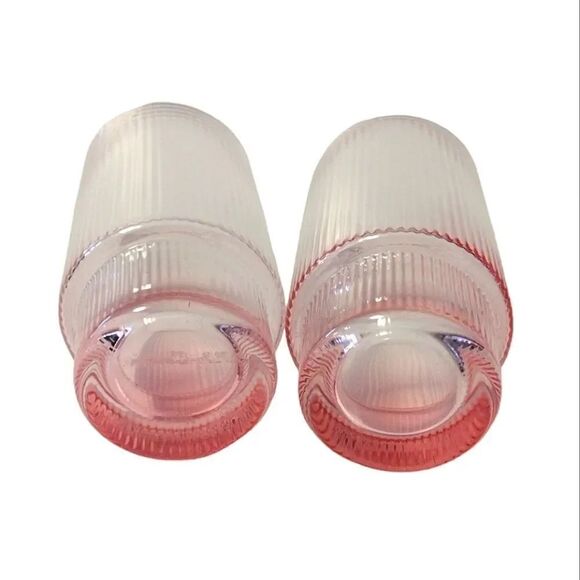 Pink Clear Ribbed Stackable Acrylic 5.5"t Cocktail Glasses Set of 2 - Picture 11 of 15